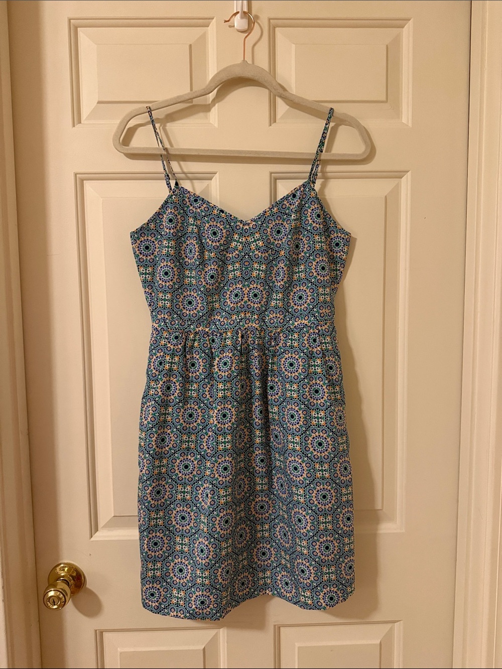 J. Crew Blue Geometric Midi Sundress